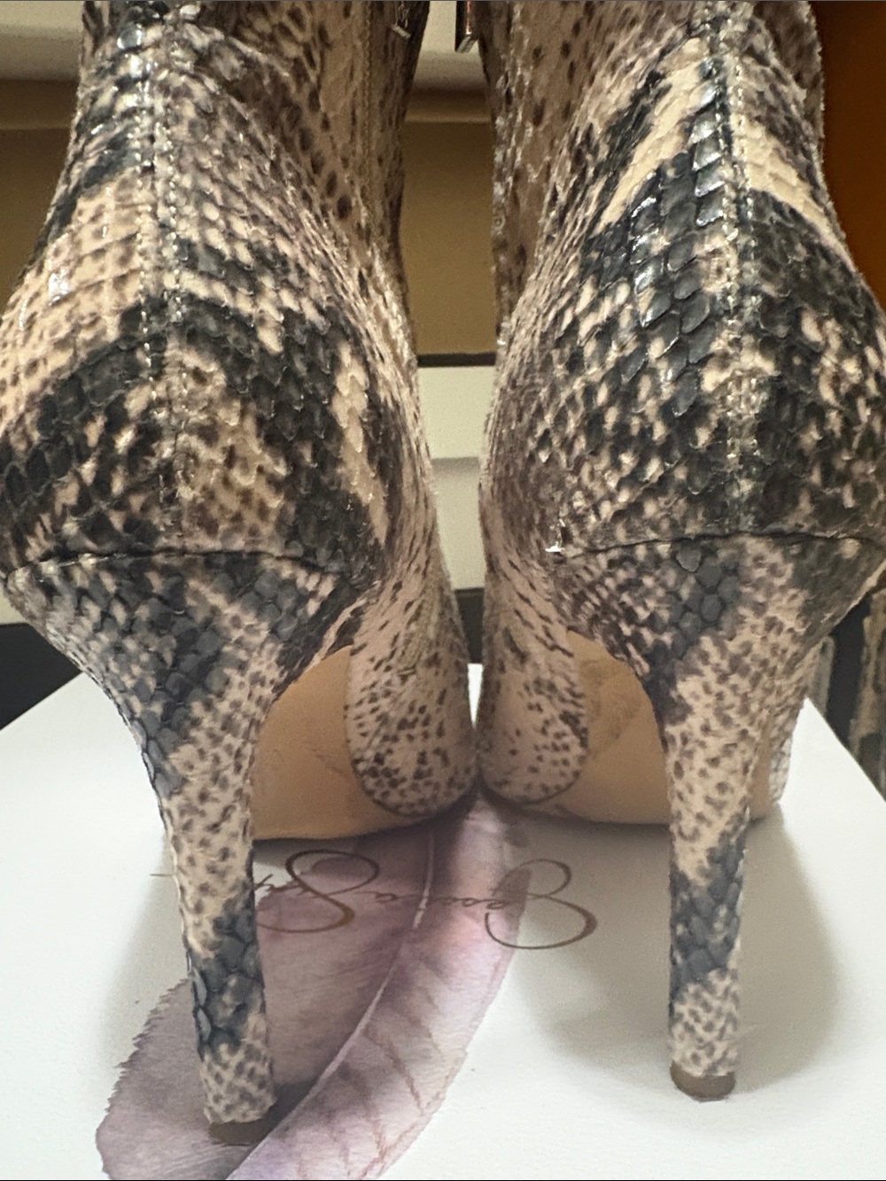 Jessica Simpson Neutral Python-Print Pointed Toe Ankle Boots - Picture 4 of 8